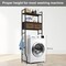Rustic Brown Over-The-Toilet Storage Cabinet with Fabric Drawers – Bathroom Organizer with Toilet Paper Holder, Hooks & Adjustable Shelves for Laundry, Bedroom, or Kitchen